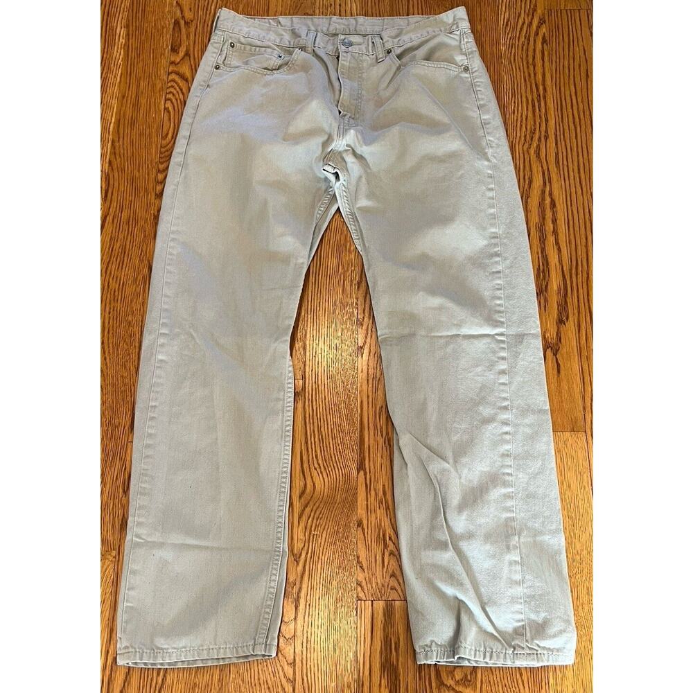 Levis 505 Mens 36x32 Tan Regular Fit Straight Leg Denim Jeans